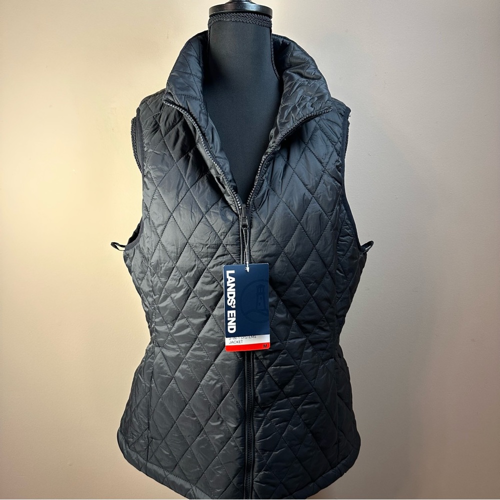 Lands' End Black Quilted Vest